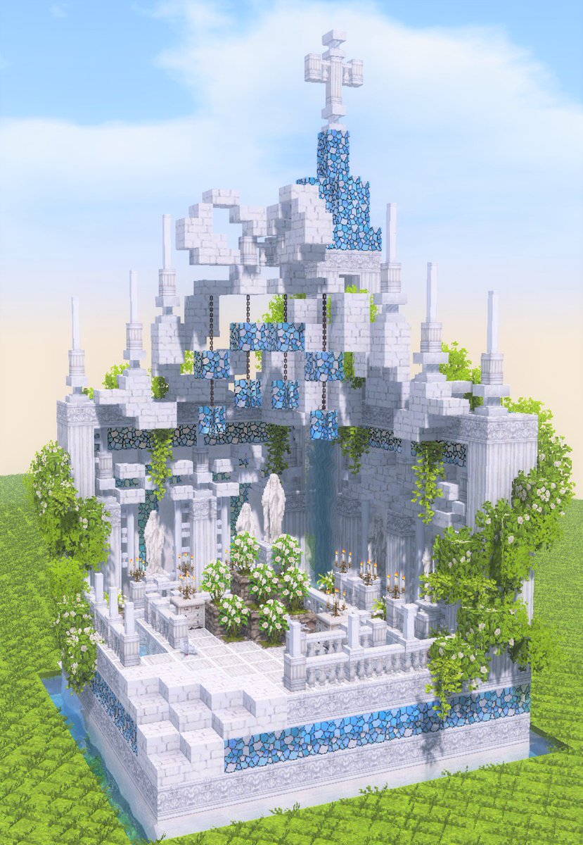 Milk猫 Cocricot 10x10内装クラフト Minecraft内装コミュ Minecraft緑化推進委員会 白い街にありそうな教会