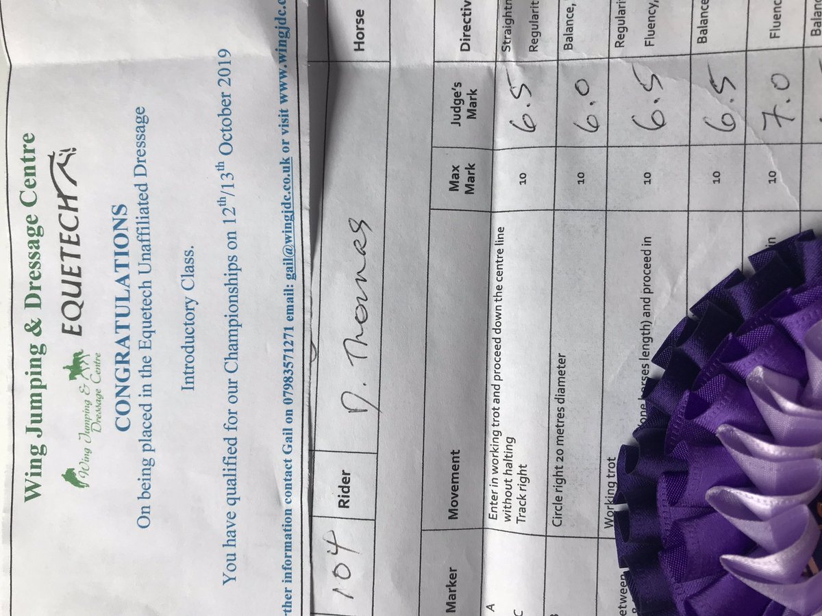 Montbazon2's tweet photo. Today we received our test sheet &amp; rosette from our first dressage test on the 19th 

So loved reading the judges comments, &amp; we scored an 8.0 !! https://t.co/fafnvcKV9A