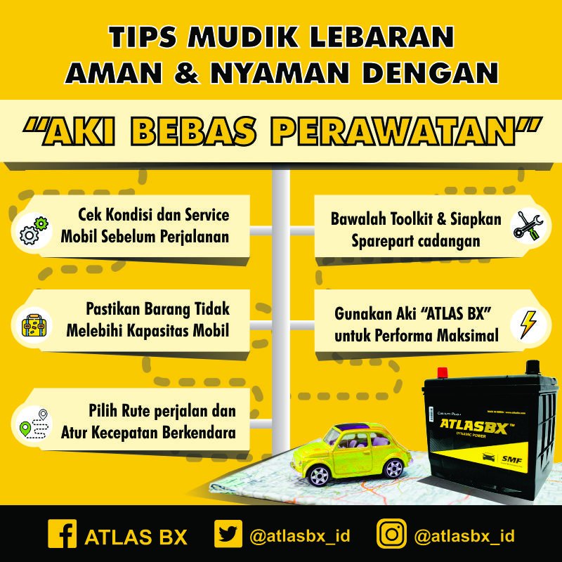 ATLASBX_ID's tweet image. Biar Mudik dengan Mobil Kesayanganmu jadi lebih Aman &amp;amp; Nyaman yuuk ikuti Tips dari ATLAS BX.
#MudikLebaran2019 #StartStopSystem #Charge #AkiMobil #Accumulator #AccuMobil #AccuMaintenanceFree #MaintenanceFree #AkiKorea #BateraiMobil #Baterai #IdlingStop #ISSTechnology #Otomotif