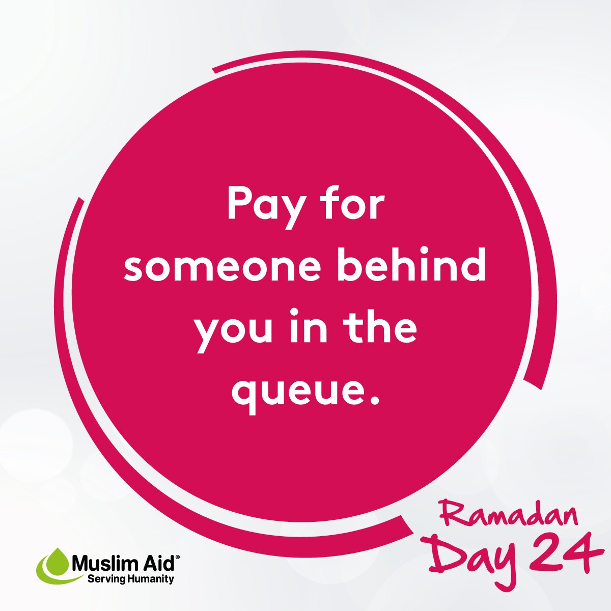 Muslim_Aid's tweet photo. We don't have to know someone to be kind to them. This is what Islam teaches us. Let the world know it's the holy month of giving and doing good. Pay for someone behind you in the queue today.

#30GoodDeeds https://t.co/ewMupnsNXl