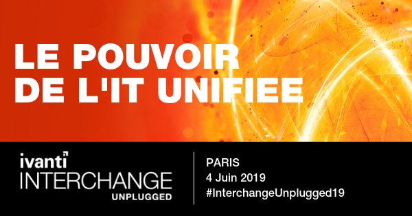 BitdefenderPro's tweet image. Présent(e) à l&apos;@IvantiFrance #InterchangeUnplugged19 le 4 juin à Paris ? Profitez-en pour rencontrer notre équipe et discuter de vos projets en matière de #sécurité des #réseaux, des #endpoints, du #cloud et des #données
interchange.ivanti.com/unplugged/pari…
