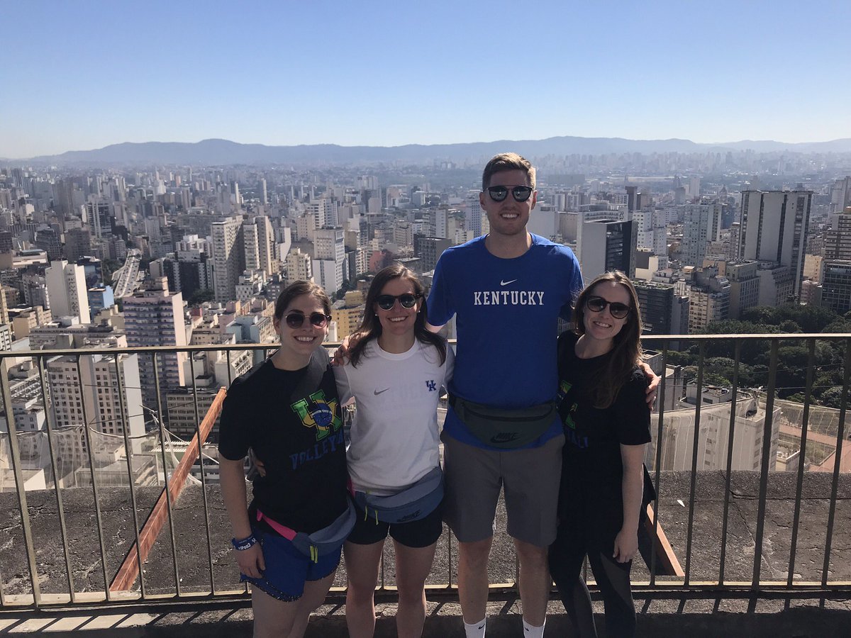 KatyPoole's tweet photo. Since you’ve last seen me, @KatieSuzie and I have won some staff euchre, @KentuckyVB has won 9/9 sets, and our whole travel party has eaten more red meat than can be measured. Loving this trip with this team! #UKVBtoBrazil #HelloRio! https://t.co/UlDkBRl3y0