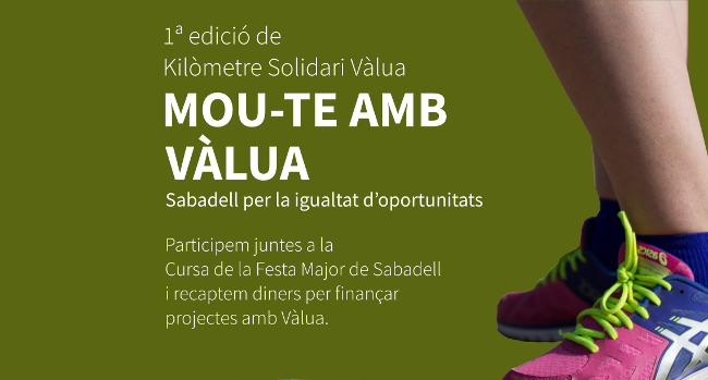 ⚠️S'AMPLIA TERMINI! Inscripcions obertes fins al 3 de juny!!

Apunta't a la Cursa de la Festa Major 2019 i bescanvia km per donatius. El Km Solidari de <a href="/PlataformaValua/">PLATAFORMA VÀLUA</a> és un projecte que combina esport i solidaritat per recaptar fons per a 9 projectes socials de la ciutat 🏃‍♀️🏃‍♂️