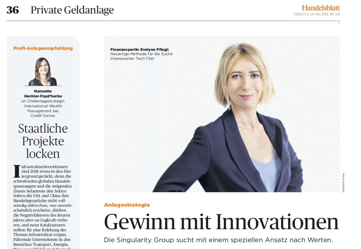 JoinSingularity's tweet photo. TSG in the News: #TheSingularityGroup and the #SingularityFund in @Handelsblatt! The value proposition of Tech outside Tech - read more here: https://t.co/FU6LvuQ9Hr https://t.co/fVlUV4xnsf