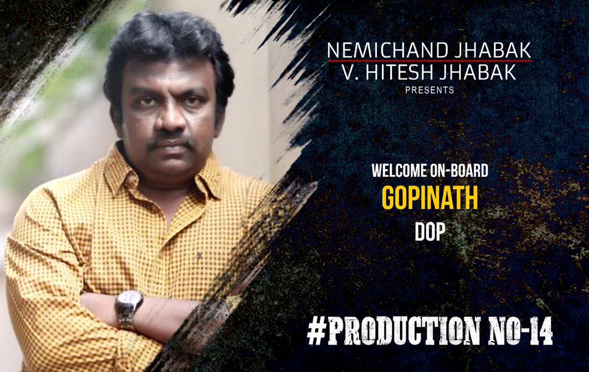 Her's our #PoductionNo14 DOP! Welcome on board sir. #Gopinath #JabaksMoviesNext @SasikumarDir #GuruSomasundaram #JiyenKrishnaKumar @proyuvraaj