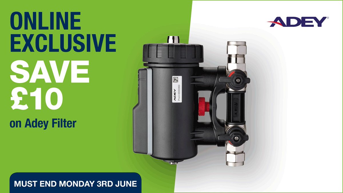 CityPlumbingUK's tweet photo. 🔥🔥 Deal Of The Week 🔥🔥
Save £10 @ADEY_Pro 3 Sense Filter
Deal Ends MONDAY!!
https://t.co/mx6VZ3G5xf
#DealOfTheWeek #CityPlumbingDeals #Adey #WaterTreatment #AdeyFilter #Pro3Sense #BoilerFilter #WaterFilter https://t.co/uyKVwNvULd