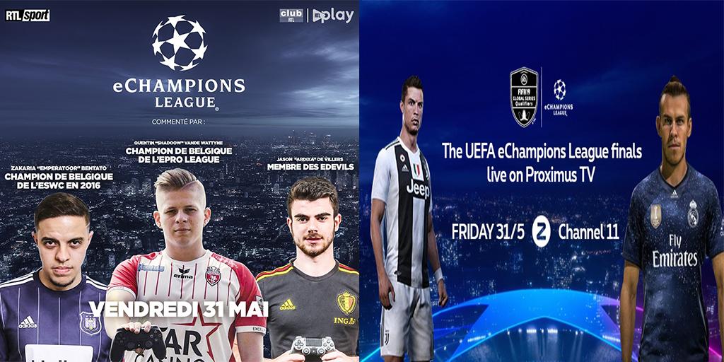 EcontestBE's tweet photo. Suivez la finale de la #eChampionsLeague vendredi en direct sur @proximusesports, @RTLplay et @RTLsportbe avec la présence de @ZakBentato, @REM_ShadooW, @Jason_DeVillers, @PhilBouillon, @VosMaxime, @AnthonyLoriaux, @FUTwithApero, @ArteekTV et @Nycom5 ! #Esport #FIFA19 https://t.co/LQcq7XGY40