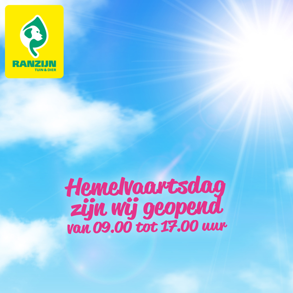 Ook met Hemelvaart zijn wij geopend van 09:00 tot 17:00 uur. Kom jij ook gezellig langs?