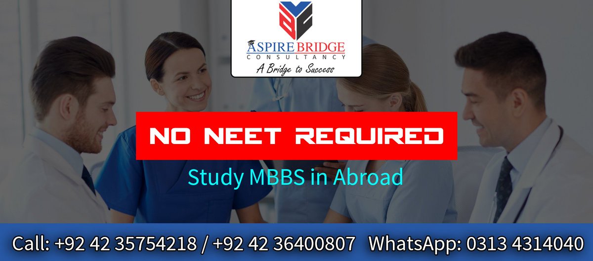 aspire_bridge's tweet image. STUDY MBBS ABROAD
Few Strong Reasons for you to Consider
No IELTS 
No NEET
NO Merit 
NO Entry Test
NO Bank Statement
No Sponsor Required #mbbs #medicaladmissions #medicalentrytest #mbbsabroad #studyabroad #Education #abroad #studyabroad #mbbsabroad #noneet #nomerit #nosponsor