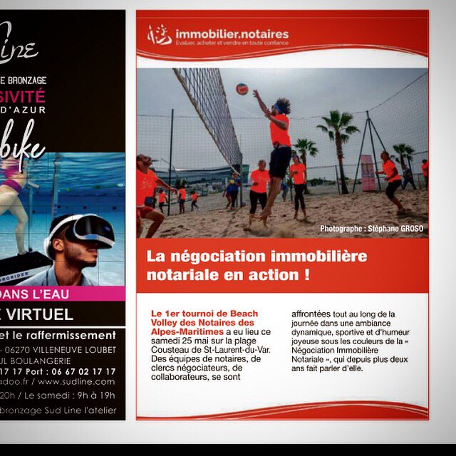 GinDazur's tweet photo. Notre article dans le Nice matin aujourd’hui ☺️
#negociationimmobilierenotarialedesalpesmaritimes #tournoibeachvolleydesnotaires2019 #notaires06 https://t.co/SuGK6zBfPh