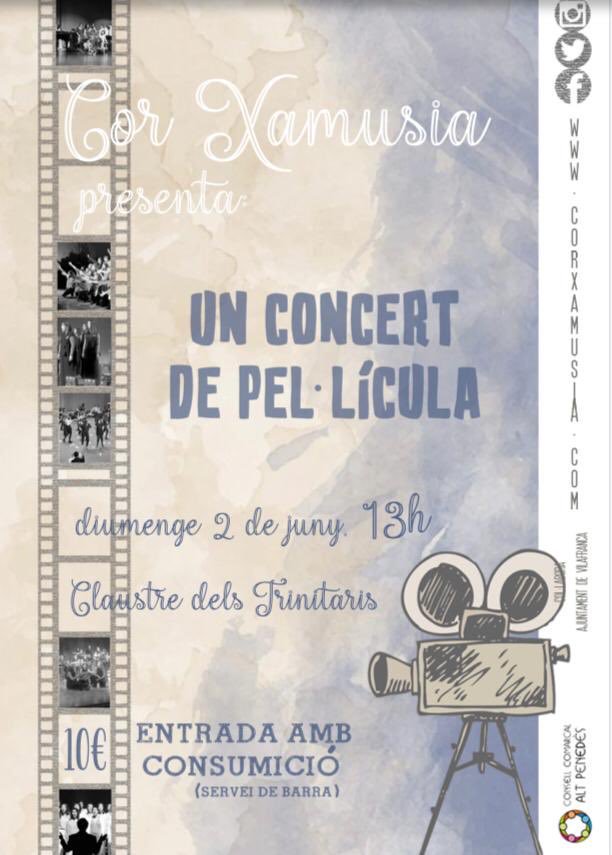 Aquest diumenge concert de pel.lícula del <a href="/CorXamusia/">Cor Xamusia🎗</a> al Claustre dels Trinitaris, #VilafrancaDelPenedès 😍👏🎫🎫 <a href="/espectaclesvila/">Espectacles Vilafranca</a>