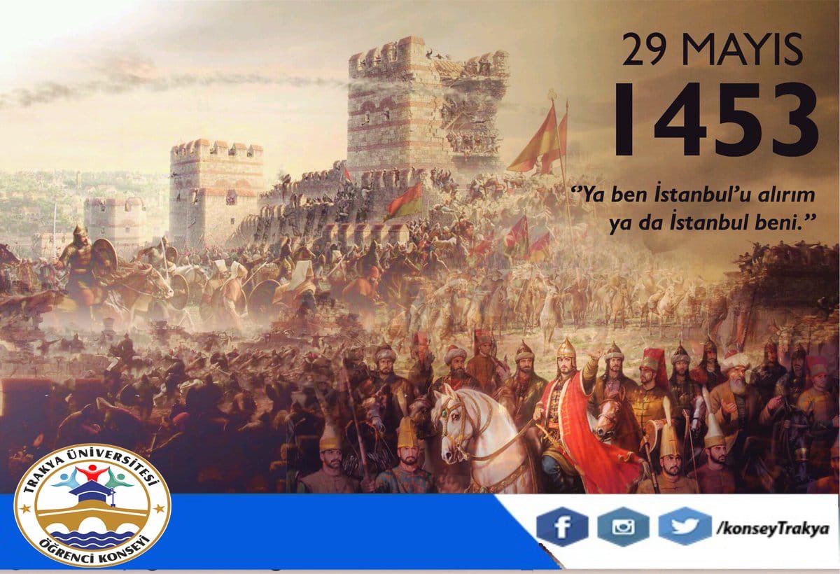 Ya ben İstanbul’u alırım ya da İstanbul beni.       
İstanbul’un fethinin 566. yılı münasebetiyle  Aziz şehitlerimizi, gazilerimizi ve Büyük komutan Fatih Sultan Mehmet Han’ı rahmet ve minnetle anıyoruz. #istanbulunfethi #fetih566 #Fetih1453