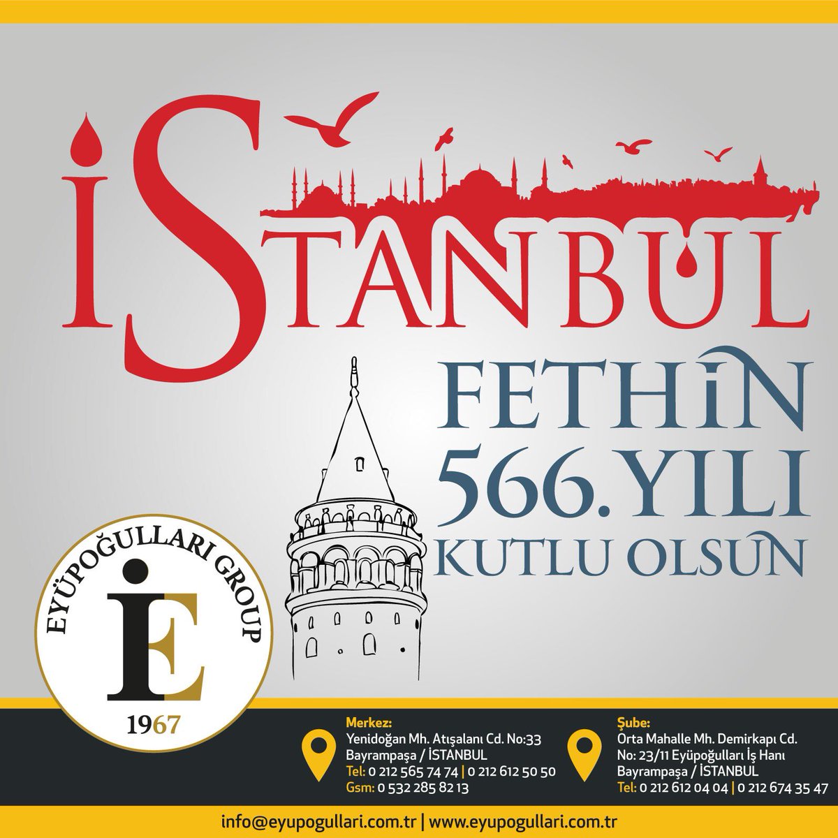 İstanbul’un fethinin 566. yıldönümünde Hz. Peygamber’in müjdesine nâil olan Fatih Sultan Mehmed Han ve onun Kahraman Ordusunu hayırla, rahmetle yâd ediyoruz. 
#Fetih1453 #29MAYIS1453 
<a href="/SEyupogullar/">Selami Eyupoğulları</a>