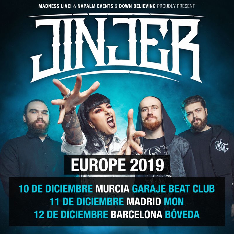 MadnessLive's tweet photo. ¡Prepárate para la gira más brutal posible con @jinjer_official! 
⚡ Venta de entradas el 31.05.2019  las 13:00 hrs en https://t.co/dHY5Qvk2n7 ⚡#jinjer https://t.co/eqjgmIz7Lm