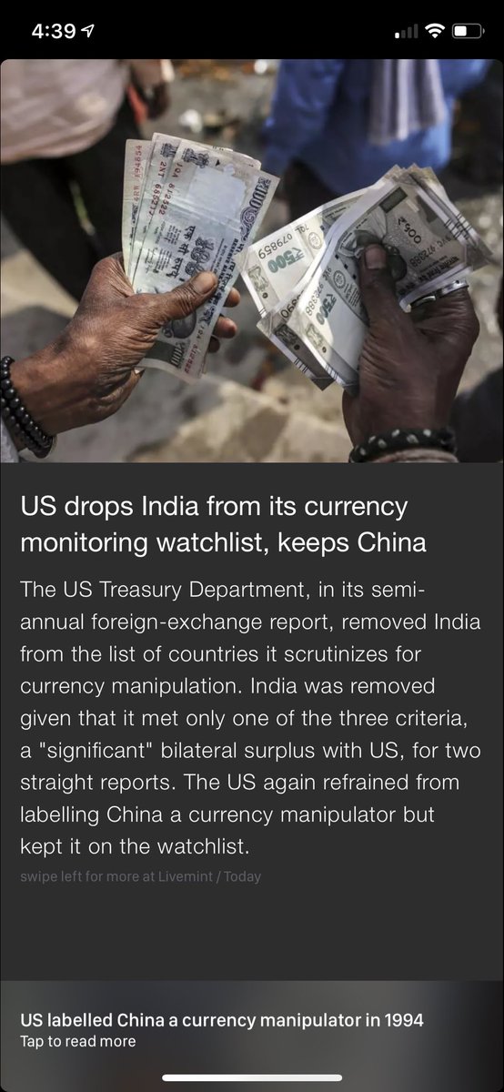 US drops india from its currency monitoring list. Now focus on China