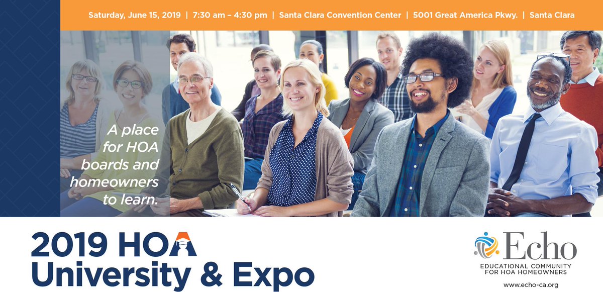 echoorg's tweet image. 🚨 LIMITED TIME OFFER 🚨 Register using promo code "HOAUSOCIAL" to get $55 OFF: bit.ly/echoAnnual19

Whether you're a new or aspiring board member or more experienced, all are welcome to an awesome day of learning! #education #advocacy #connection #university #learning #hoa