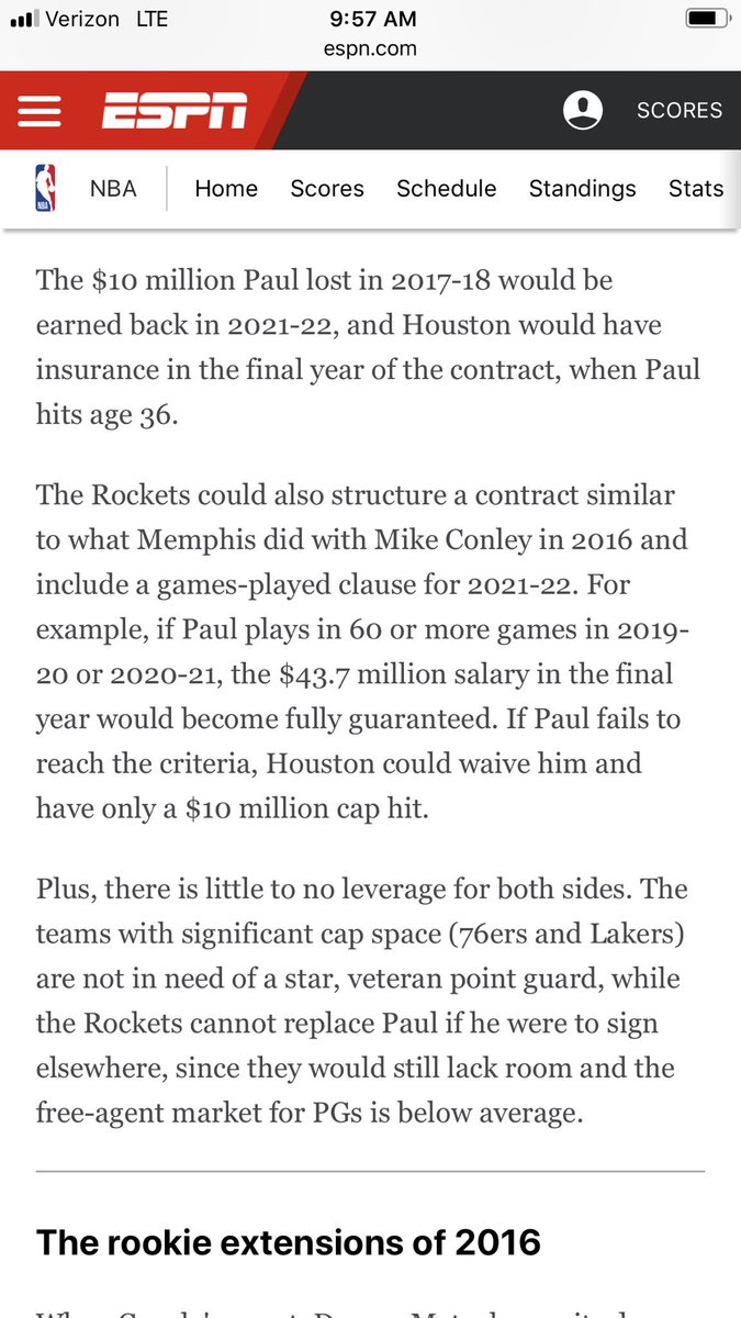 BobbyMarks42's tweet photo. Some perspective re: The Chris Paul contract. From the Rockets off-season article last May. https://t.co/1tmctl4cTW