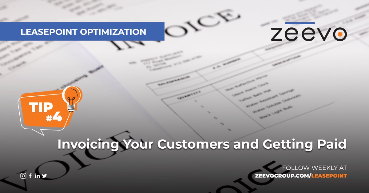 zeevo_life's tweet photo. @zeevoteam explores how to map your #invoicing requirements to #Leasepoint, customize your invoice #templates, and optimize your overall invoicing processes https://t.co/qHIJlWHbba  #Leasepointtips #series #knowledgesharing #zeevogroup https://t.co/NEegs7f0iJ