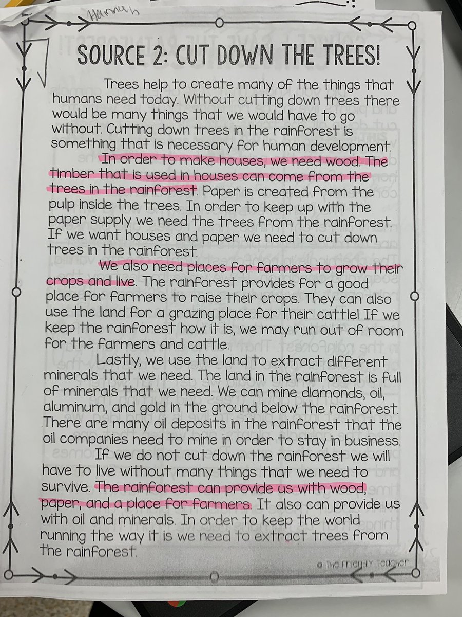 EALewis2016's tweet photo. Read the article. Decide your opinion. Support it with facts. Write a paragraph. Hand-up, Pair-up. Share your opinion. Then debate. At the end it was 3-20 to save the rainforest. So many amazing supporting facts. #ChampForKids #gtchat #LoveLiteracyLearning #k12 https://t.co/bWjgMmWQF2