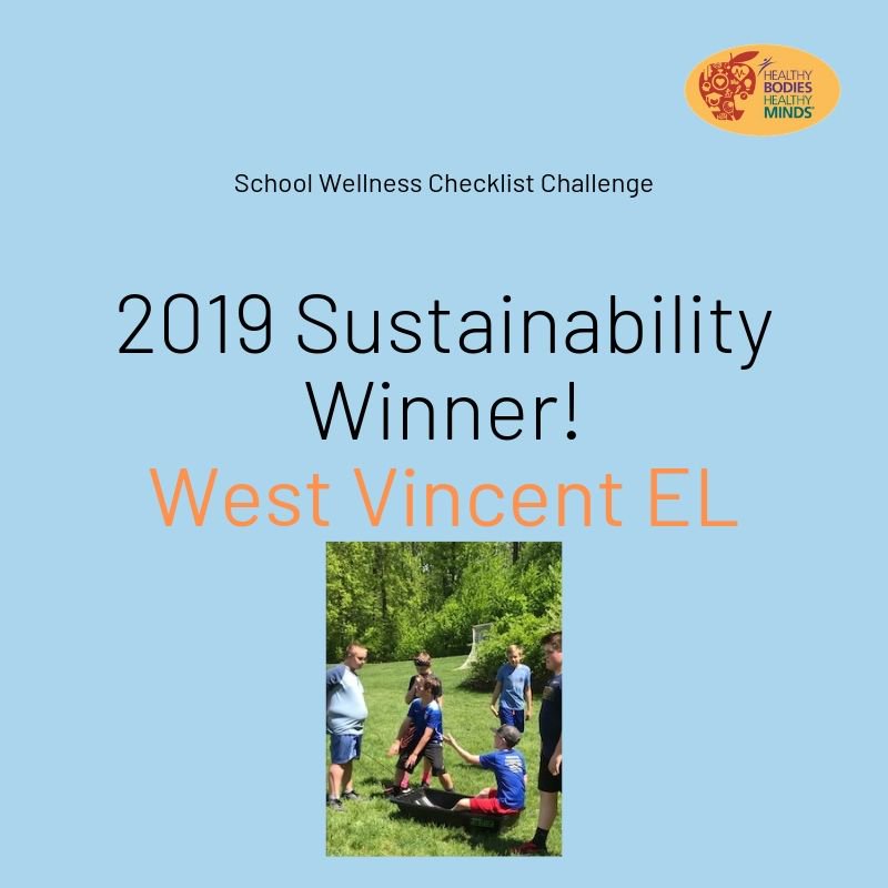 The winner of the School Wellness Checklist Challenge Flex Category (sustainability), is West Vincent Elementary! Thank you for all your hard work this year!
#pahwfschools
#HBHM2019