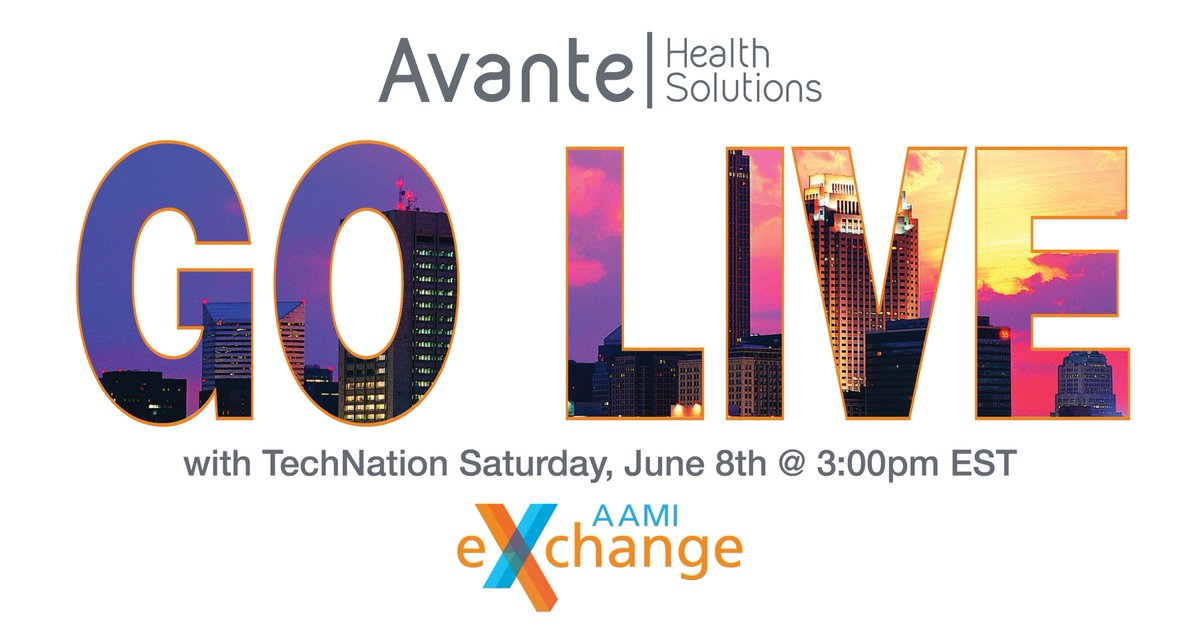 AvanteHS's tweet photo. David Lamoureux goes LIVE with @TechNationMag on Saturday, June 8th at 3:00pm EST from #AAMIExchange2019 - Cleveland, OH.
.
.
#AvanteHS #OneSource #GOLive #TechNation https://t.co/CYOJ7NTrCc
