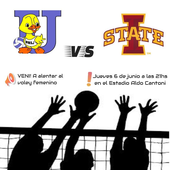 Iowa State es un equipo de estados unidos que viene a Sudamerica.
Tenemos la suerte que viene a nuestro club y mas aún se realizara un partido amistoso. Es muy importante para el voley femenino de san juan que se conozca esta gran oportunidad (entrada gratuita)
#NOSOTRASTAMBIEN