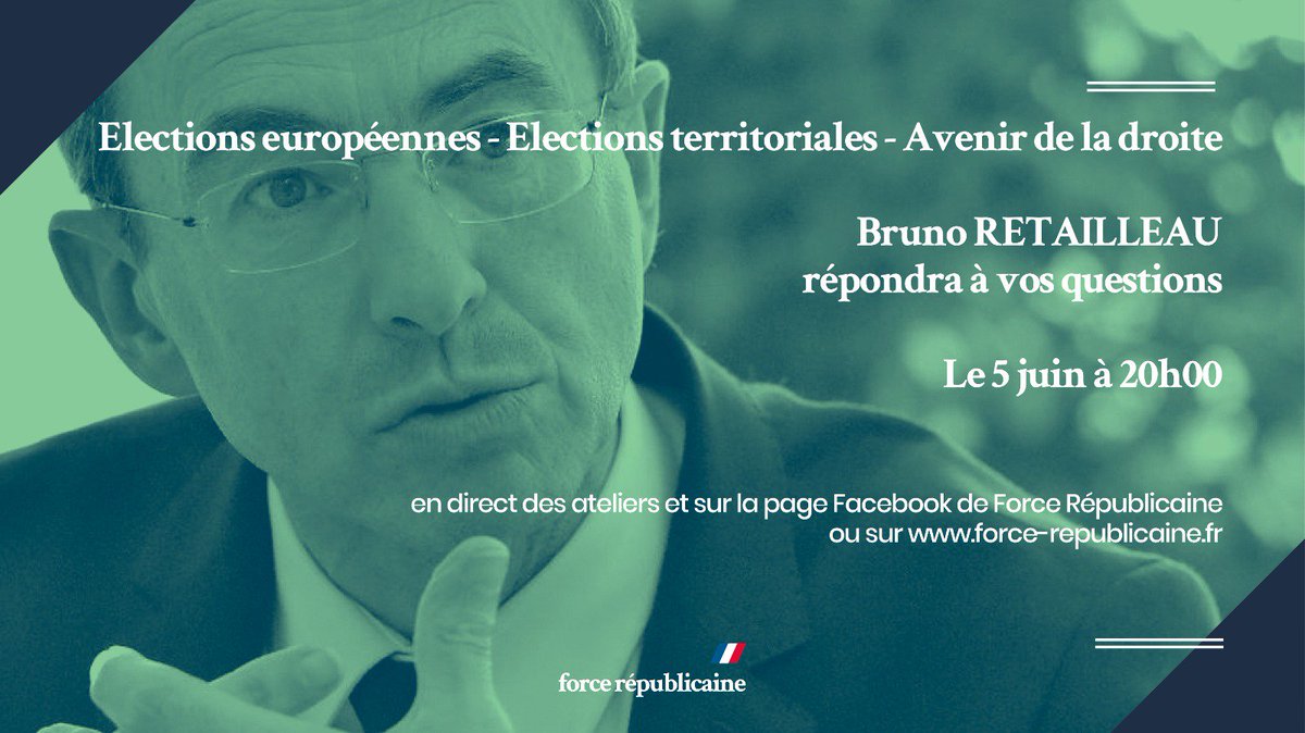 GFougle's tweet photo. 📆5 juin 19h45 Atelier-conférence de #ForceRepublicaine à Saint Père en Retz #loireatlantique

➡️ Élections européennes, territoriales, avenir de la droite :
🗣Bruno #Retailleau répondra à vos questions
Inscriptions : https://t.co/01fSJCbS8y

#️⃣ #DirectRetailleau #ForceRep https://t.co/mE7QIJYYmK