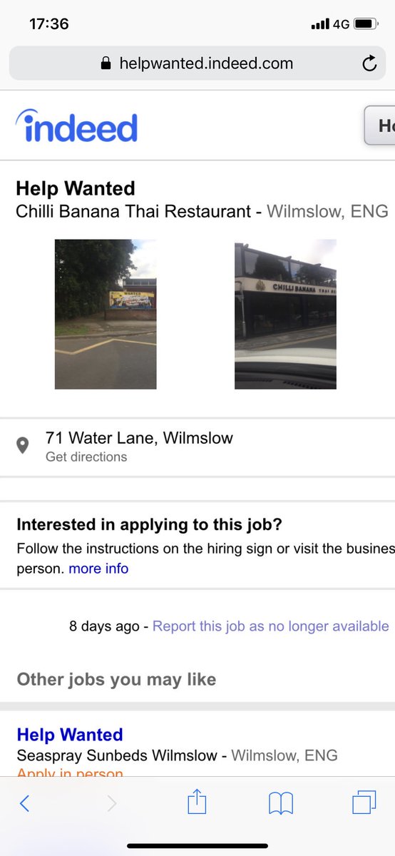MrsTsixtysix's tweet image. @indeed #jobspotter someone has taken one advert and applied it to several premises in Wilmslow