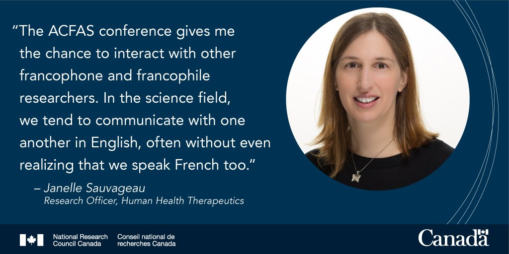 NRC_CNRC's tweet photo. Our own researcher Janelle Sauvageau will be presenting at #AcfasC217 this afternoon! Here’s why the congress is important to her! #AcfasNRC #NRCHealth https://t.co/qbjRf43IL1