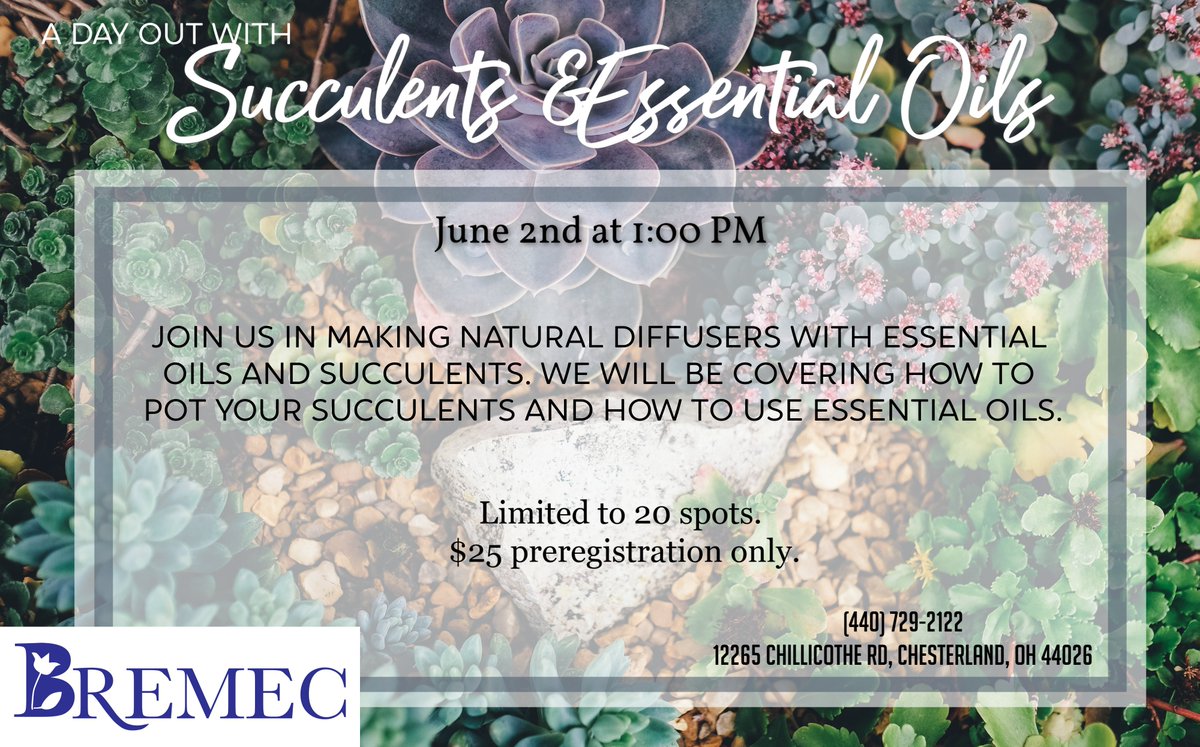 bremec.com/events/succule…  Spots available!  This Sunday!  Call to RSVP!