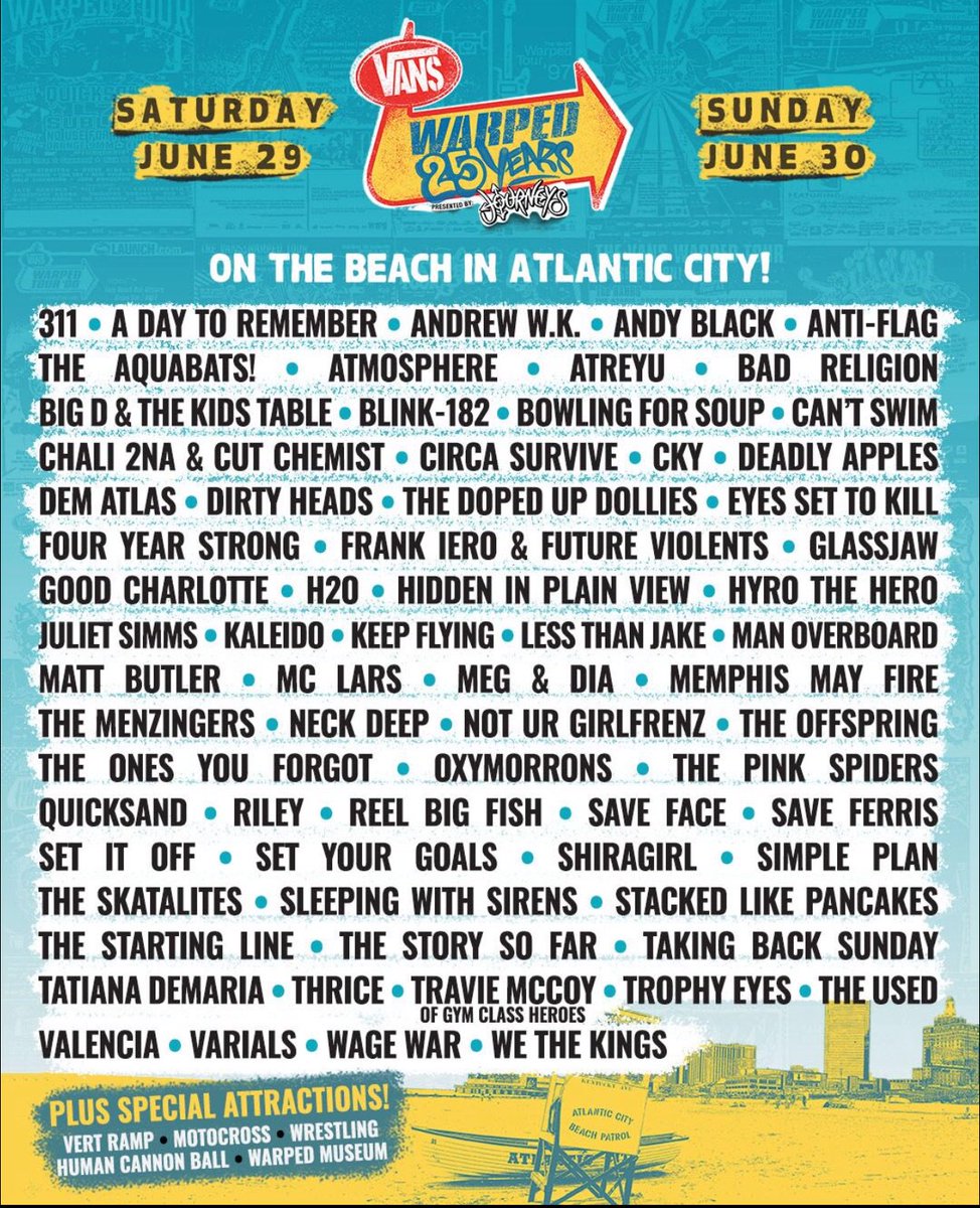 also in 1 month the Future Violents and i will be playing at the @vanswarpedtour 25th anniversary in Atlantic City NJ! a few more GA tix have been released and you can grab em here:
vanswarpedtour.com/atlantic-city/
#vanswarpedtour #foreverwarped