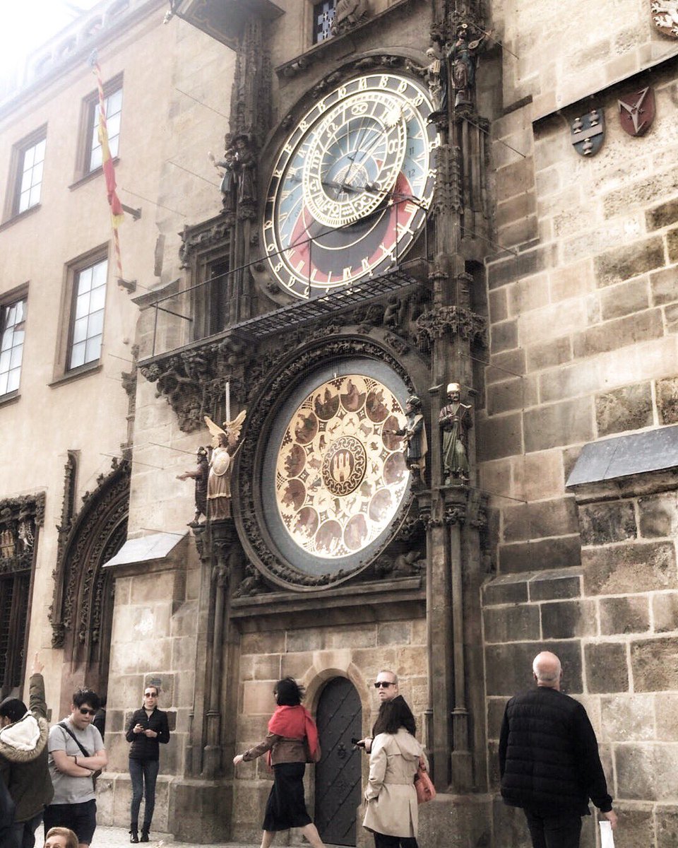 Our Business in Prague students are out &amp; about sightseeing today! 
First stop! The Astronomical Clock. 
Fun Facts:
🕰 The clock was functioning 2yrs before Joan of Arc ⚔️ 
🕰 Nearly a century older than Shakespeare 💀 
🕰 It’s fully 310 yrs older than the USA 🇺🇸 
#RawlsAbroad
