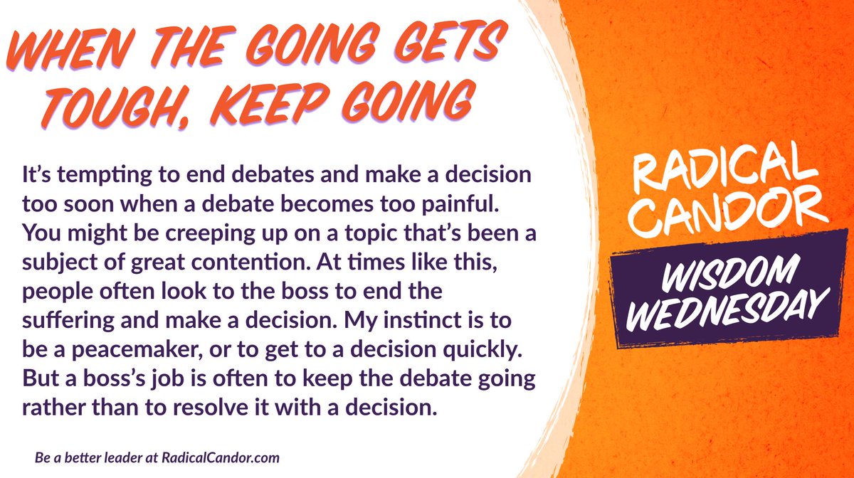 kimballscott's tweet photo. It’s the debates at work that help individuals grow and help the team work better collectively to come up with the best answer. #RadicalCandor #WednesdayWisdom https://t.co/02lBahEFpL @WholeWhale https://t.co/5ITVty4fE1