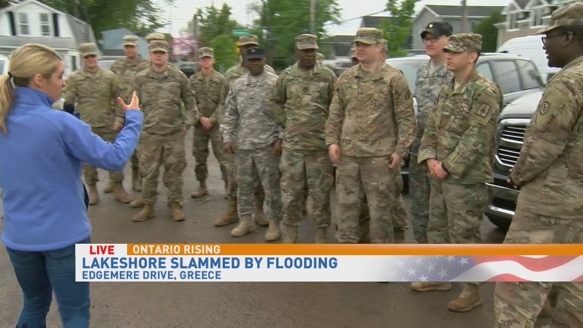 13WHAM's tweet photo. .@JJohnson13WHAM with the New York Army National Guard, just after they put up fresh barriers on Edgemere Drive in Greece    #OntarioRising  @FoxRochester  @NationalGuard https://t.co/d5Yh4zDgzJ