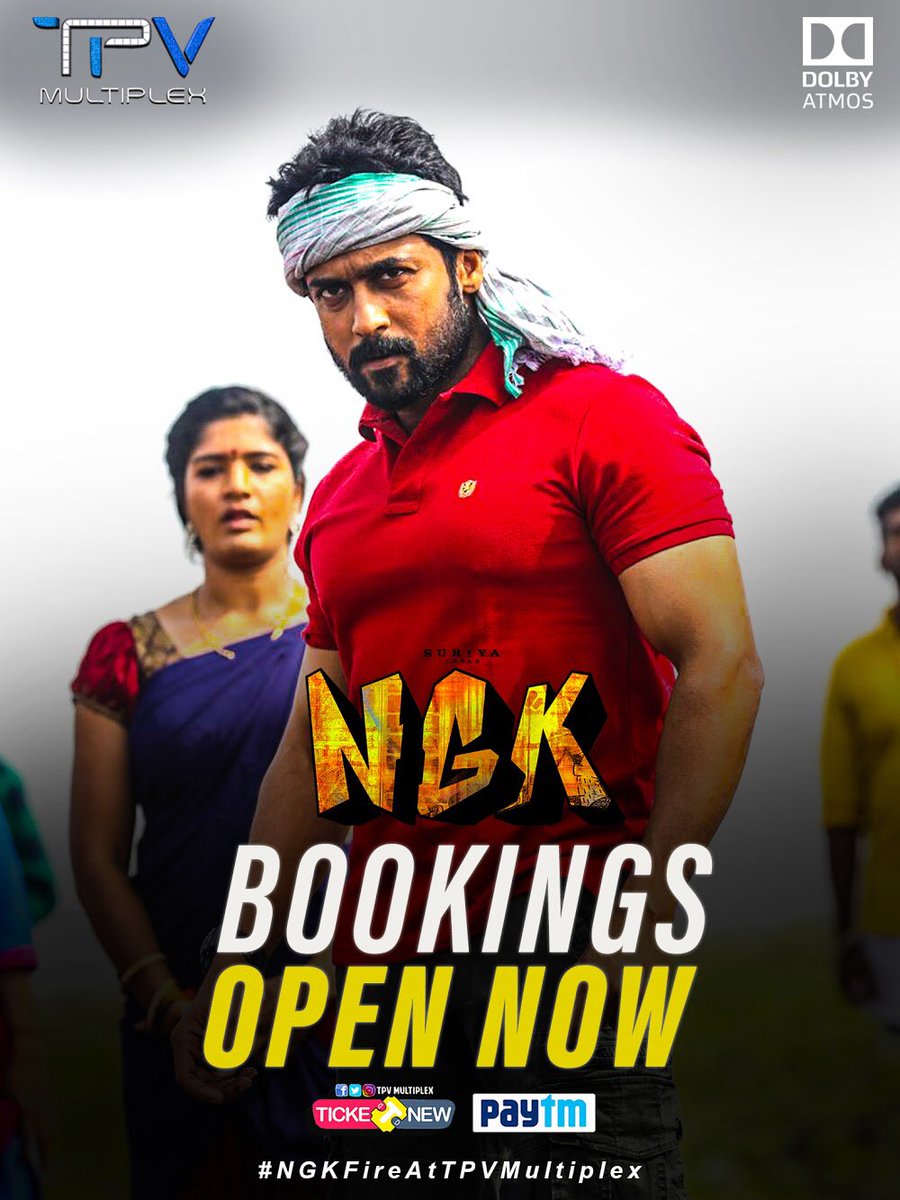 TPVMultiplex's tweet photo. Bookings are open for the most awaited #NGK. Itโs time to witness @selvaraghavanโs magic after along time ๐
Watch & enjoy @Suriya_offl in @thisisysr musical in #REAL #DolbyAtmos only at your @TPVMultiplex ๐๐
Book Now: https://t.co/HQfV5UzAKm
#NGKFireAtTPVMultiplex https://t.co/hhRjDkZhSt