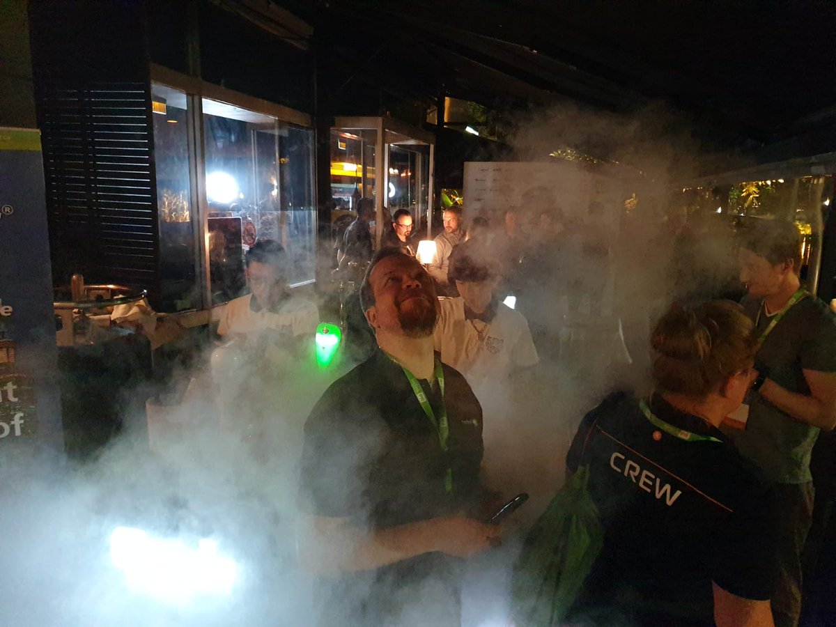technikPR's tweet photo. First you see him, then he is gone! Our colleague Martin is keeping a cool head amidst all the distractions during our #technikPR #IndustryParty2019 https://t.co/r2ud8pL6ts