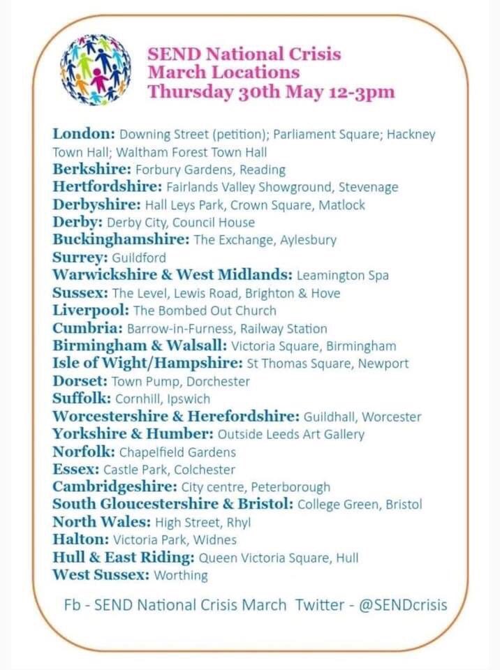 If you have been affected by the National #SENDcrisis then please consider matching tomorrow! Lots of locations