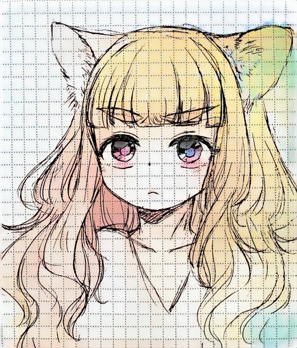 フランフランのかわいいおクシかったら表情可愛かったので、奈緒ちゃんで表情練習したらだいぶ訝しげになった
#神谷奈緒 
その上アイビスで加工しようとしたらうっかり自動色塗り押しちゃって、でも色合い奈緒ちゃんで、え?認識してんのアイビス??ってびびった。3日に一回くらい奈緒ちゃん描きたい 