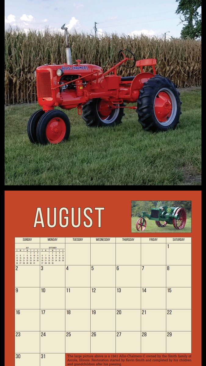 AllisCalendar's tweet photo. The 2020 #AllisCalendar is almost ready to go to print! #allischalmers @AllisChalmerD21 https://t.co/4wkDpDTIDQ