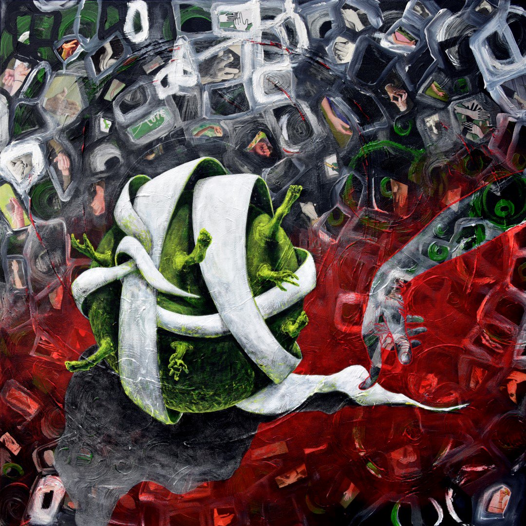 My Way Only (80 x 80 cm, acrylic on canvas) - selected for an exhibition in Palazzo Birago Borgaro, Turin, Italy