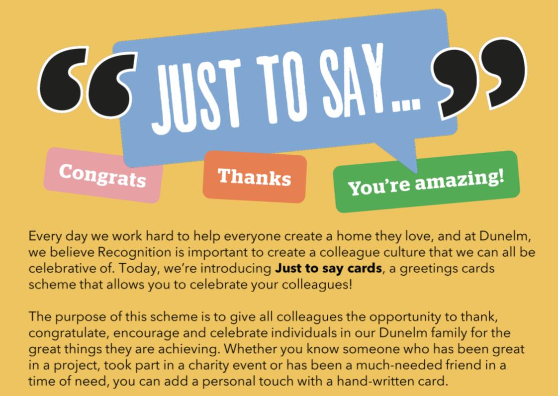 We want to ensure that our colleagues feel recognised, are building and strenghtening relationships but also building profressional networks. Our Placement Dean came up with the idea to have recognition cards to encourage colleagues to celebrate their peers!  What a fab idea!