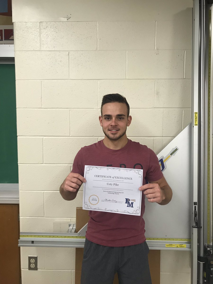 Congrats to Coty Pike who received the senior over-all “Excellence in Applied Engineering &amp; Technology” award and scholarship sponsored by GSM Industrial, Inc.  Great job Coty!🏆🏆 <a href="/pennmanor/">Penn Manor SD</a>