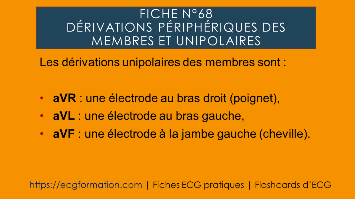EcgFormation's tweet photo. Fiche N°68 | Dérivations périphériques des membres ET unipolaires.
#ecgformation #ecg #ekg #electrocardiogramme #cardiologie #cardio #formationecg #medecine #électrode https://t.co/kC2llxv3wy