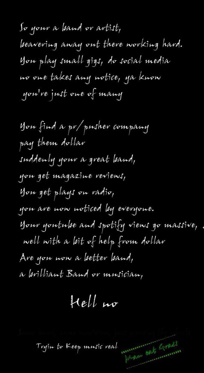ManeatGrass's tweet photo. #WednesdayMotivation #WednesdayWisdom We are independent artists we donโt need the dollar to prove anything ... we do it for the love โค๏ธ #KeepMusicReal https://t.co/5yXT3EI7dQ