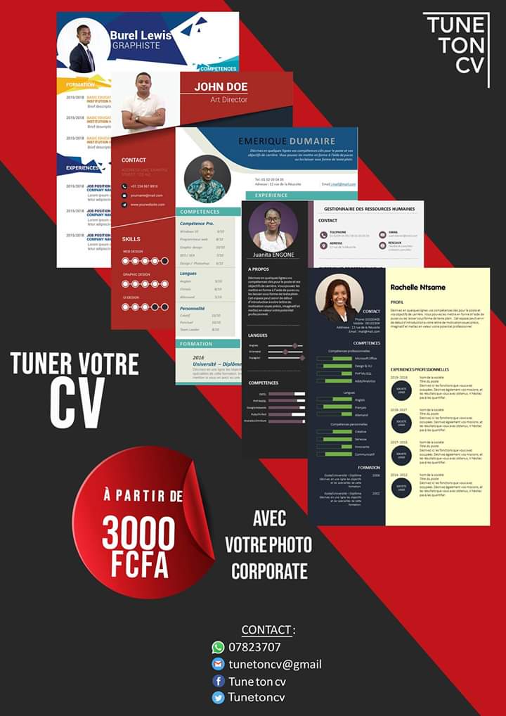 A l'attention des étudiants!!!
Nous approchons la période des stages. Et, pour avoir deux fois plus de chances d'être appelé à un entretien, nous vous suggérons le traitement de fond et de forme de votre CV.👍👉