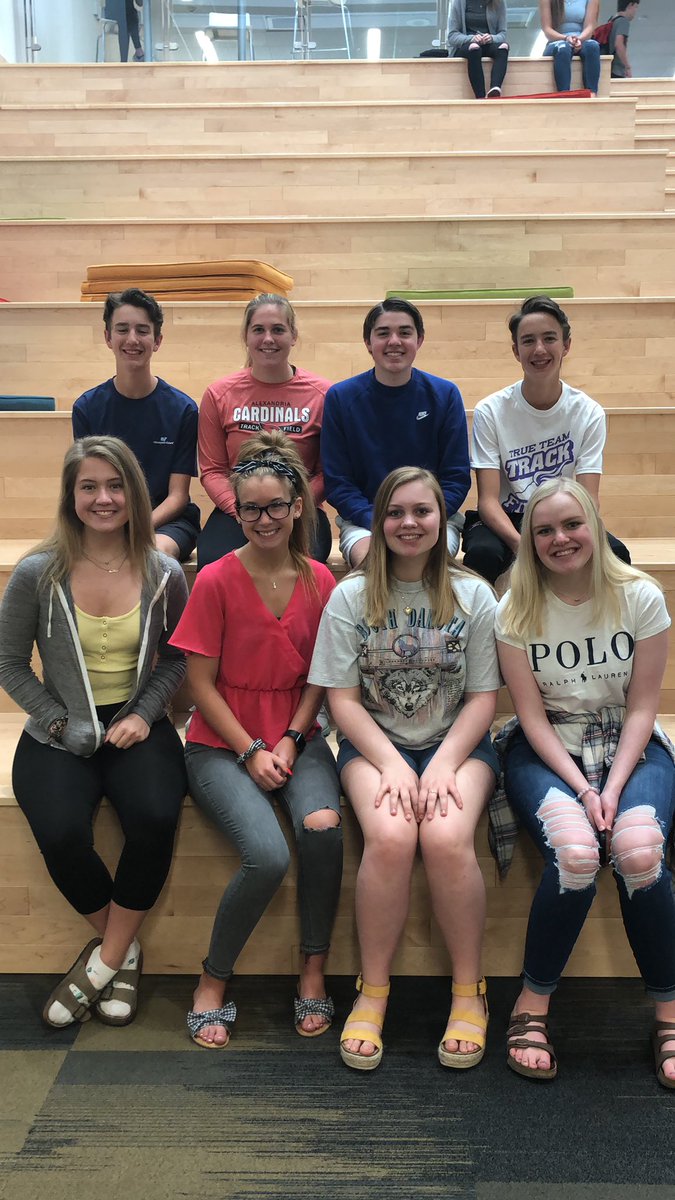 AlexStudentCo's tweet image. Here is your new student council exec board!! 
President - Courtney
VP- Brett 
Treasurer- Ciara 
Social Media- Annie 
Junior Class- Sophie and Sydney 
Sophomore Class- Peter and Miles