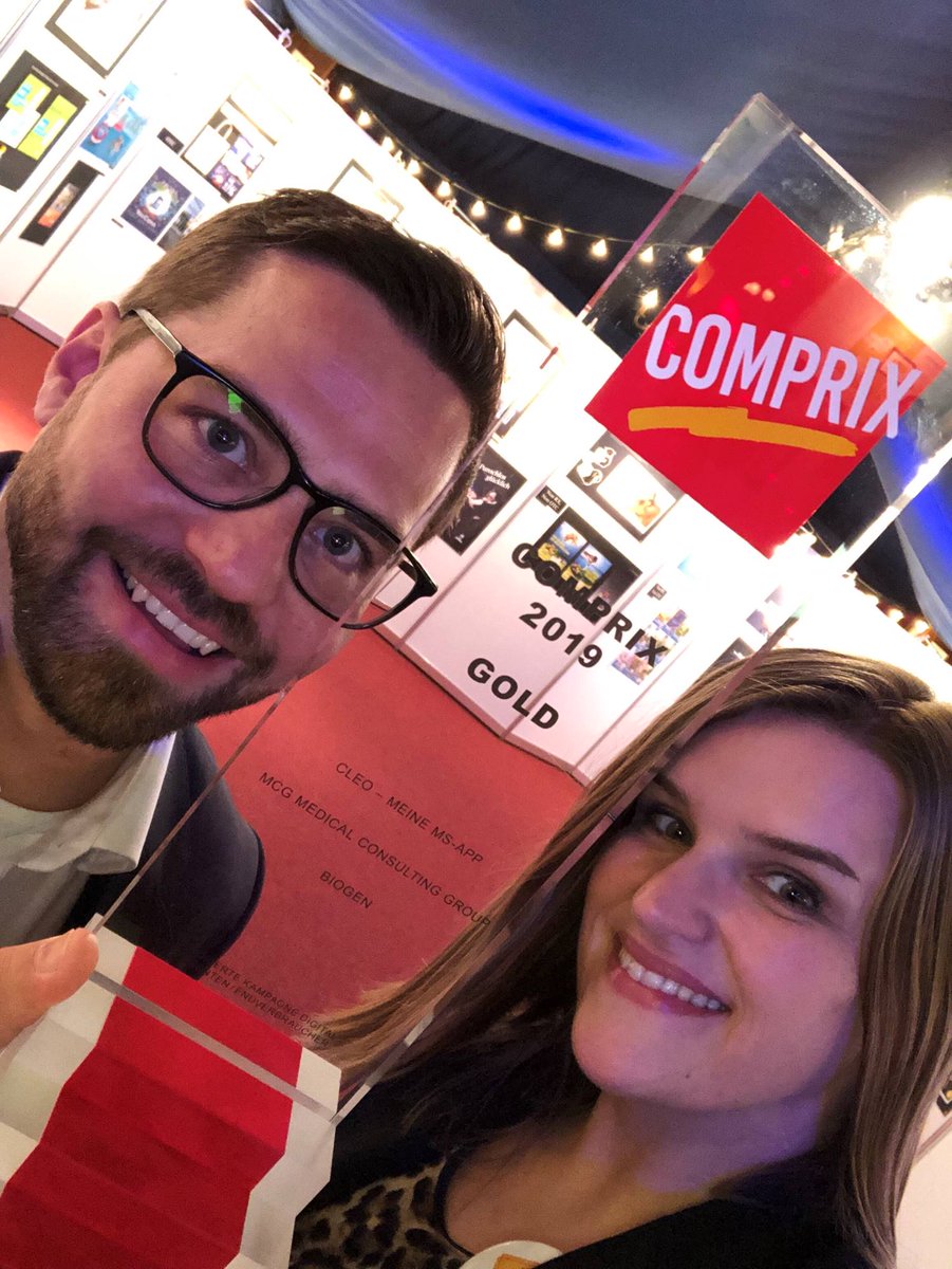 biogen's tweet photo. Congratulations to our German team on their #COMPRIX award for Best Integrated Digital Campaign for our CLEO app. Find out more about CLEO: https://t.co/erYpTDtX5f #MS https://t.co/kW9CbX4v69