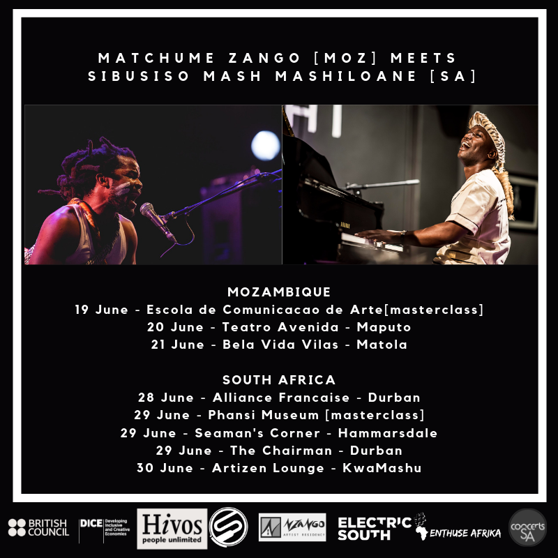 isupportdoyou's tweet photo. #teaser | multi-instrumentalist #Matchumezango from #mozambique and pianist @sibu_mash from SA meet. Join them! @ConcertsSA @hivosrosa  @connnectza @connecthubs @electric_south @southafrarts @enthuseafrika #bcdice #southernafricaarts #connecthubs #venuecircuit #pontemaputodurban https://t.co/QSBufU474X