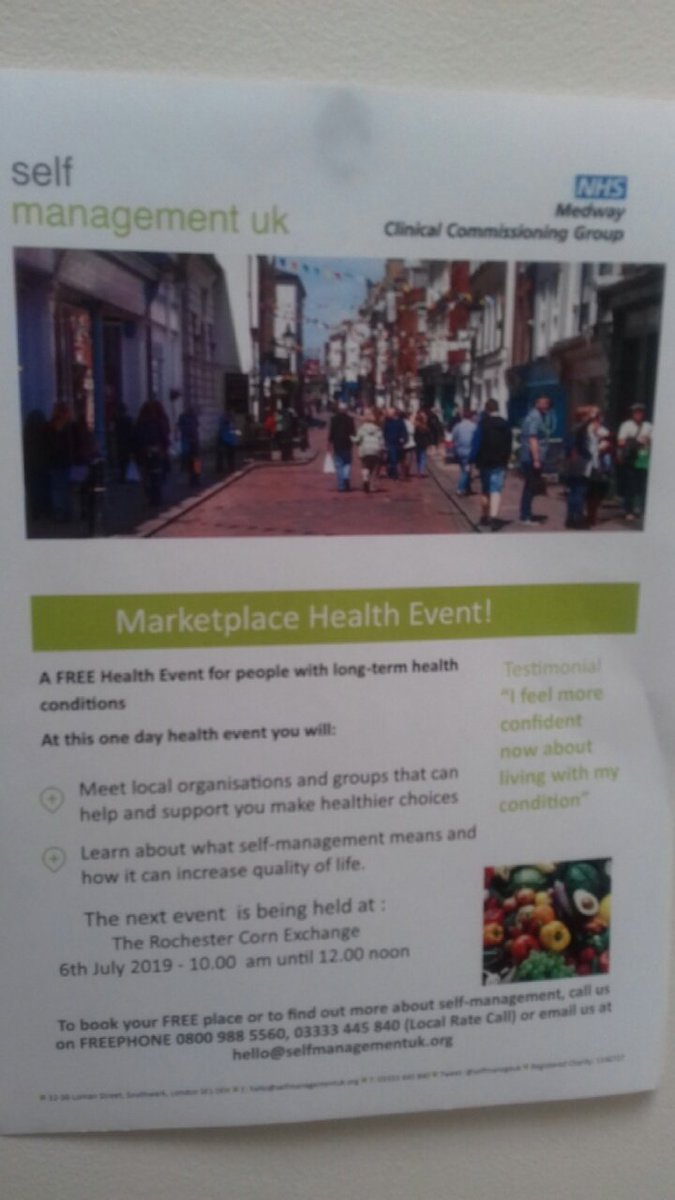 For those that have missed out today come and join us on July 6th. #selfmanagementMedway