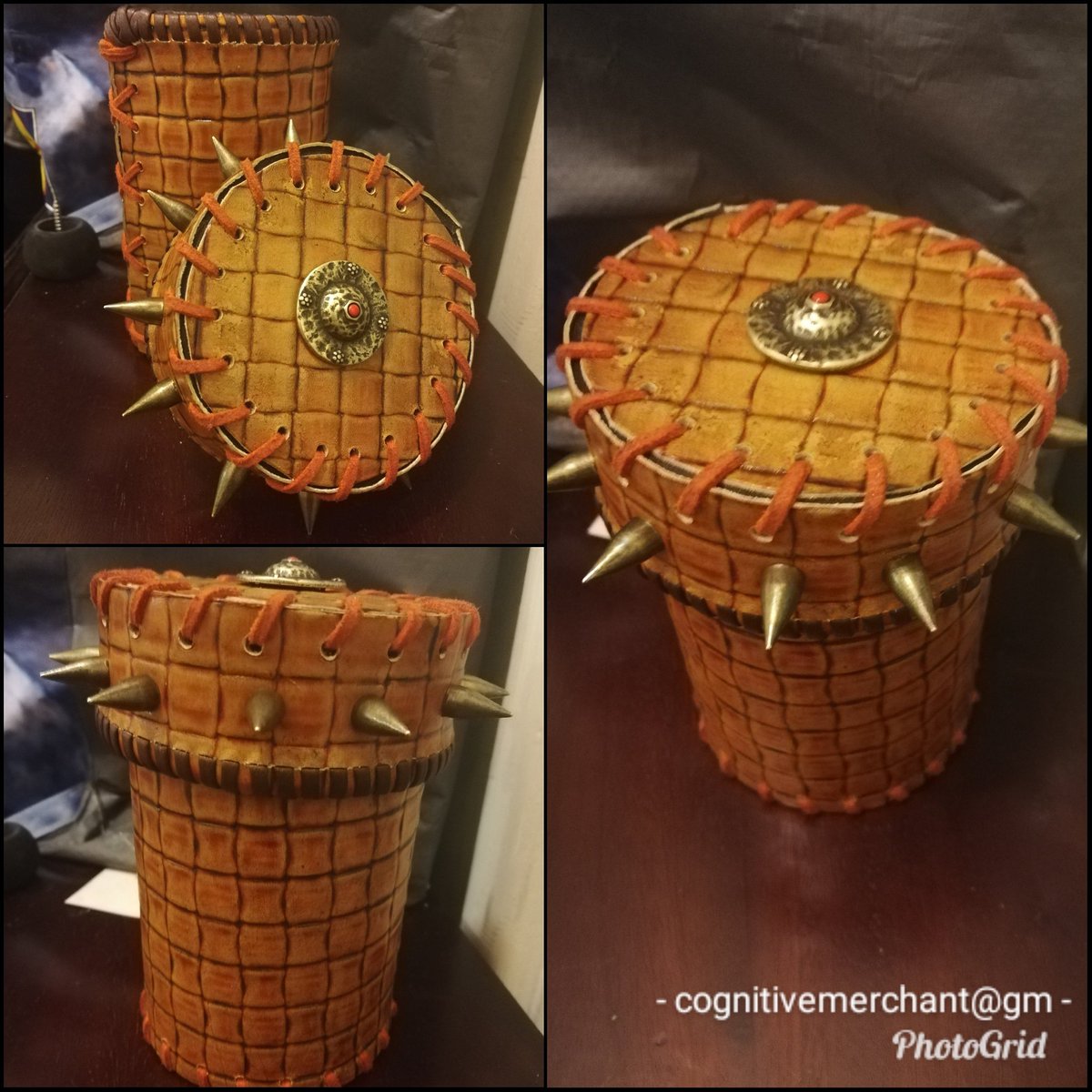 cognitivemerch's tweet photo. Another Dice cup we made for @UKGamesExpo this weekend.
I was imagining an awesome sun soul monk when creating this one.
#dnd #dicebags #dicecup #dicerollers #leatherwork #leathercraft #handcrafted #sunsoul #ttrpgs #ukge #ukgamesexpo https://t.co/r0O7379xRK